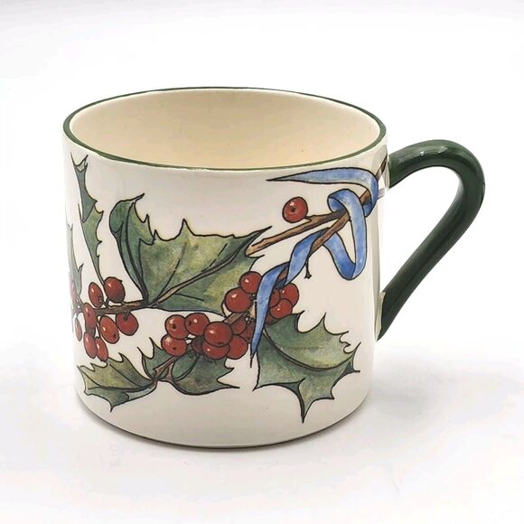 Le Houx Gien France Hollyberries & Blue Ribbon Coffee Cup & Saucer Dessert Plate - Picture 14 of 16